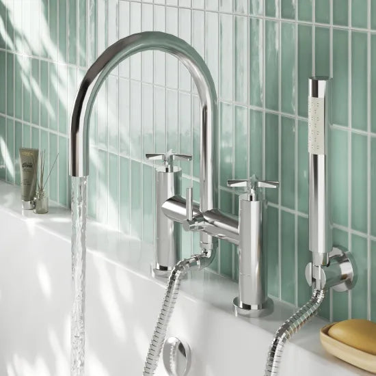 Cylin Bath Shower Mixer Tap With Hand Shower - Chrome