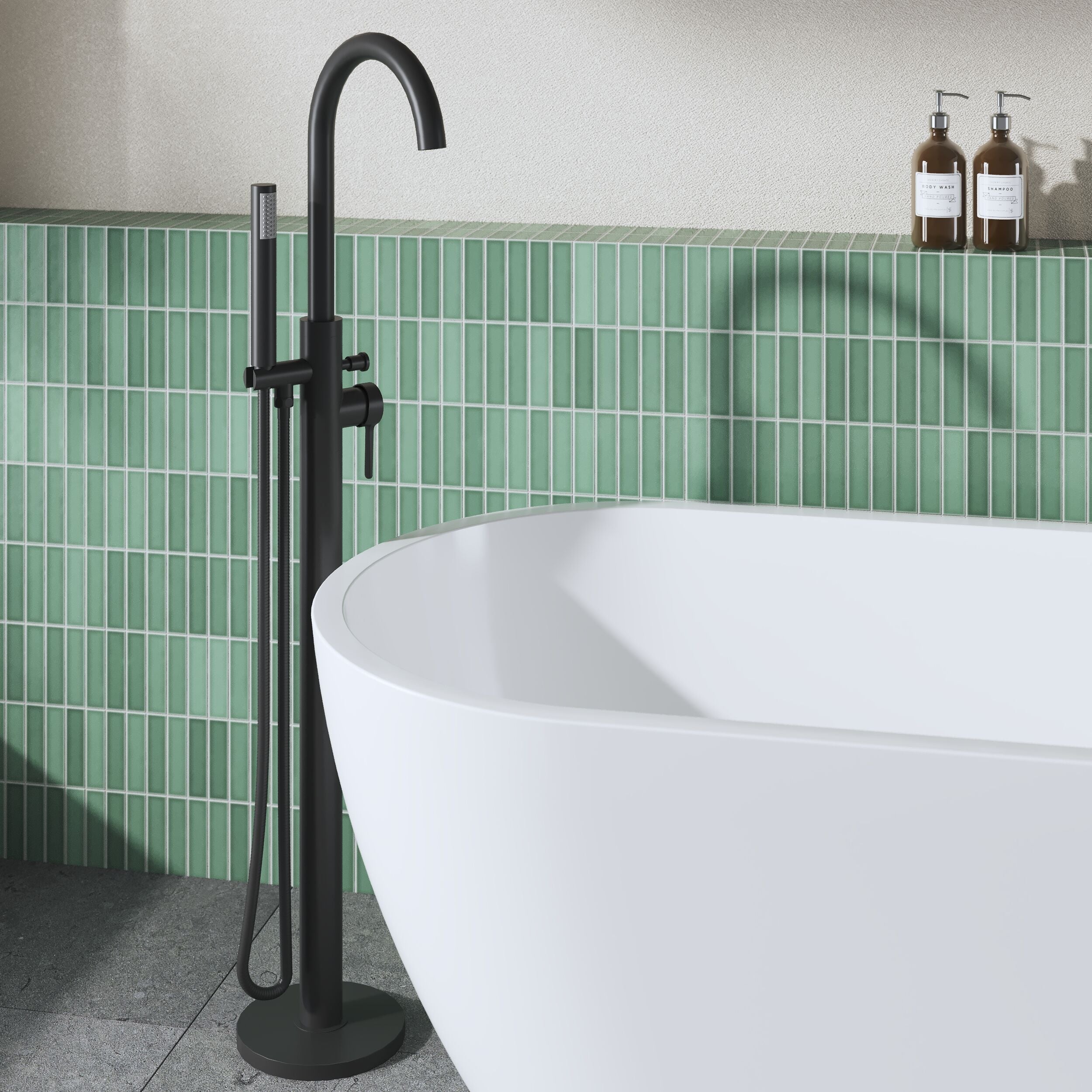 Cylin Floor Mounted Bath Shower Mixer Tap With Handset