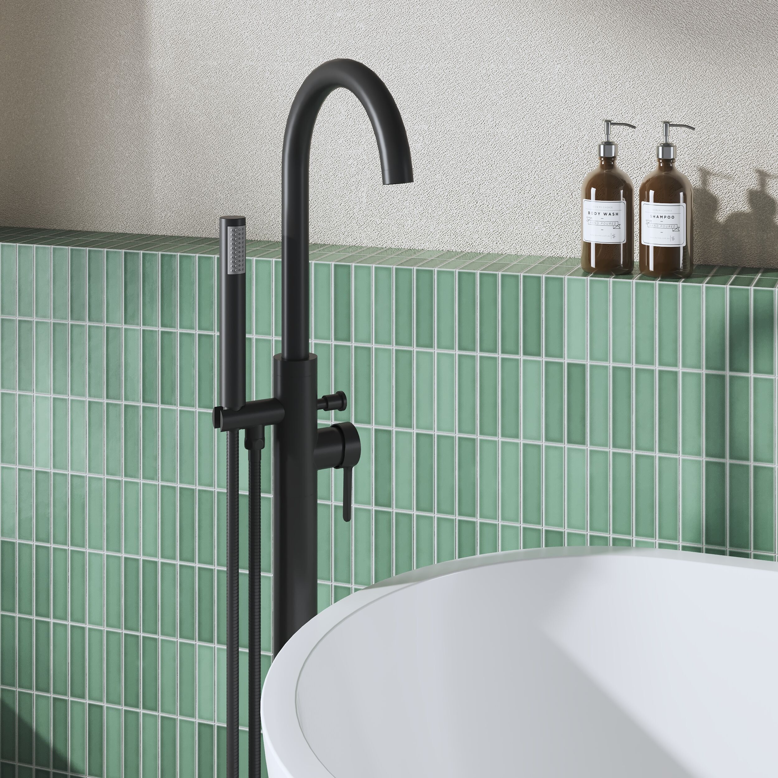 Cylin Floor Mounted Bath Shower Mixer Tap With Handset