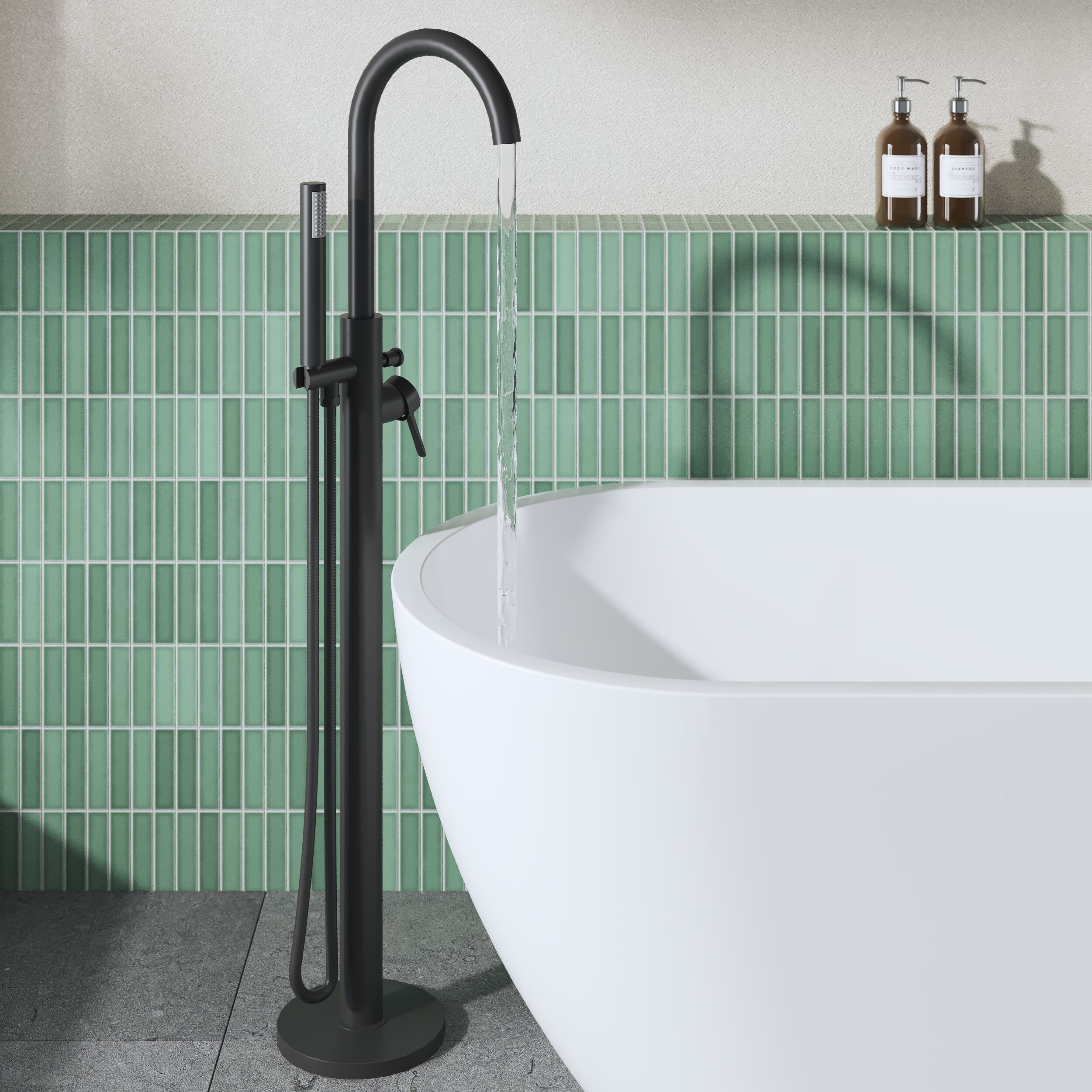 Cylin Floor Mounted Bath Shower Mixer Tap With Handset