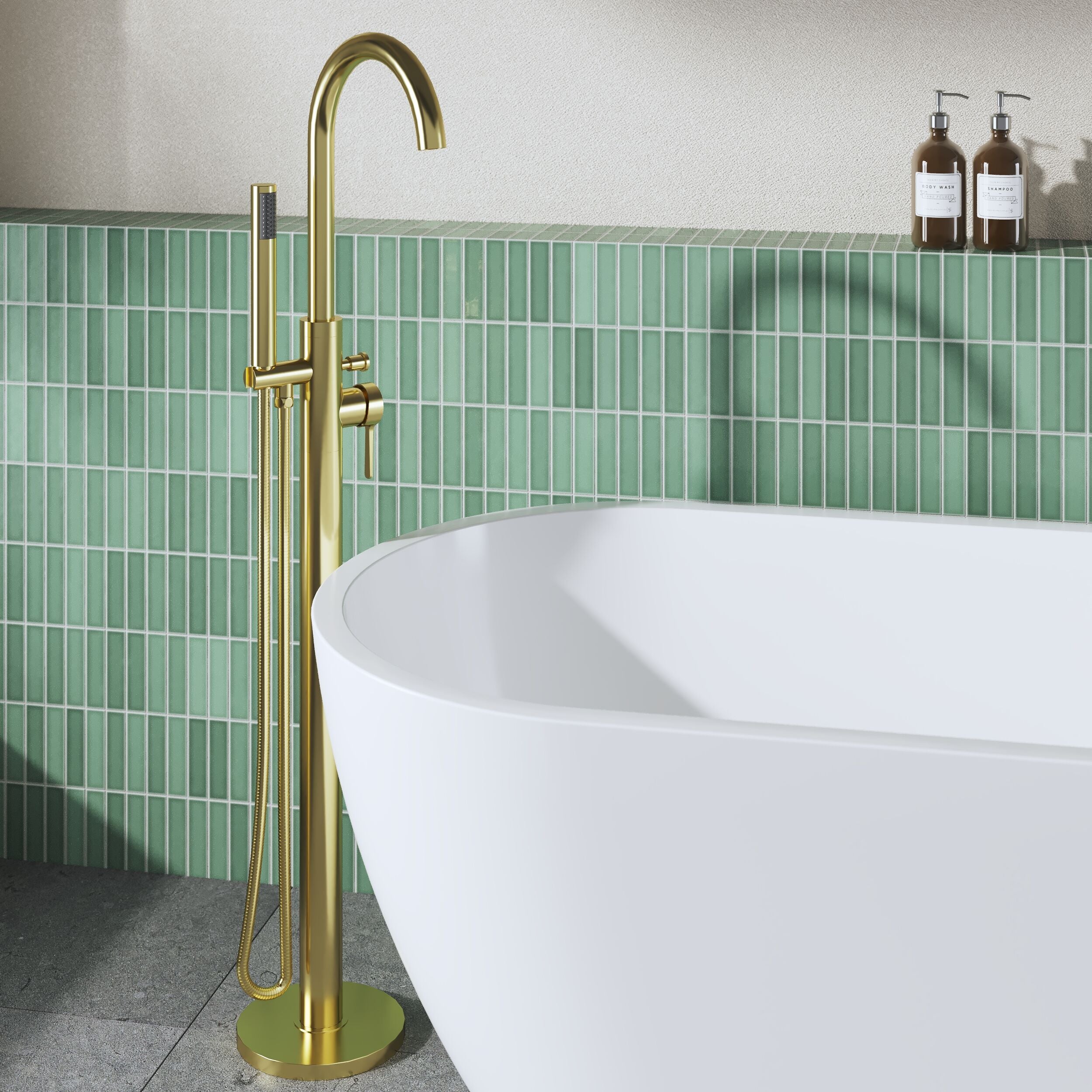 Cylin Floor Mounted Bath Shower Mixer Tap With Handset