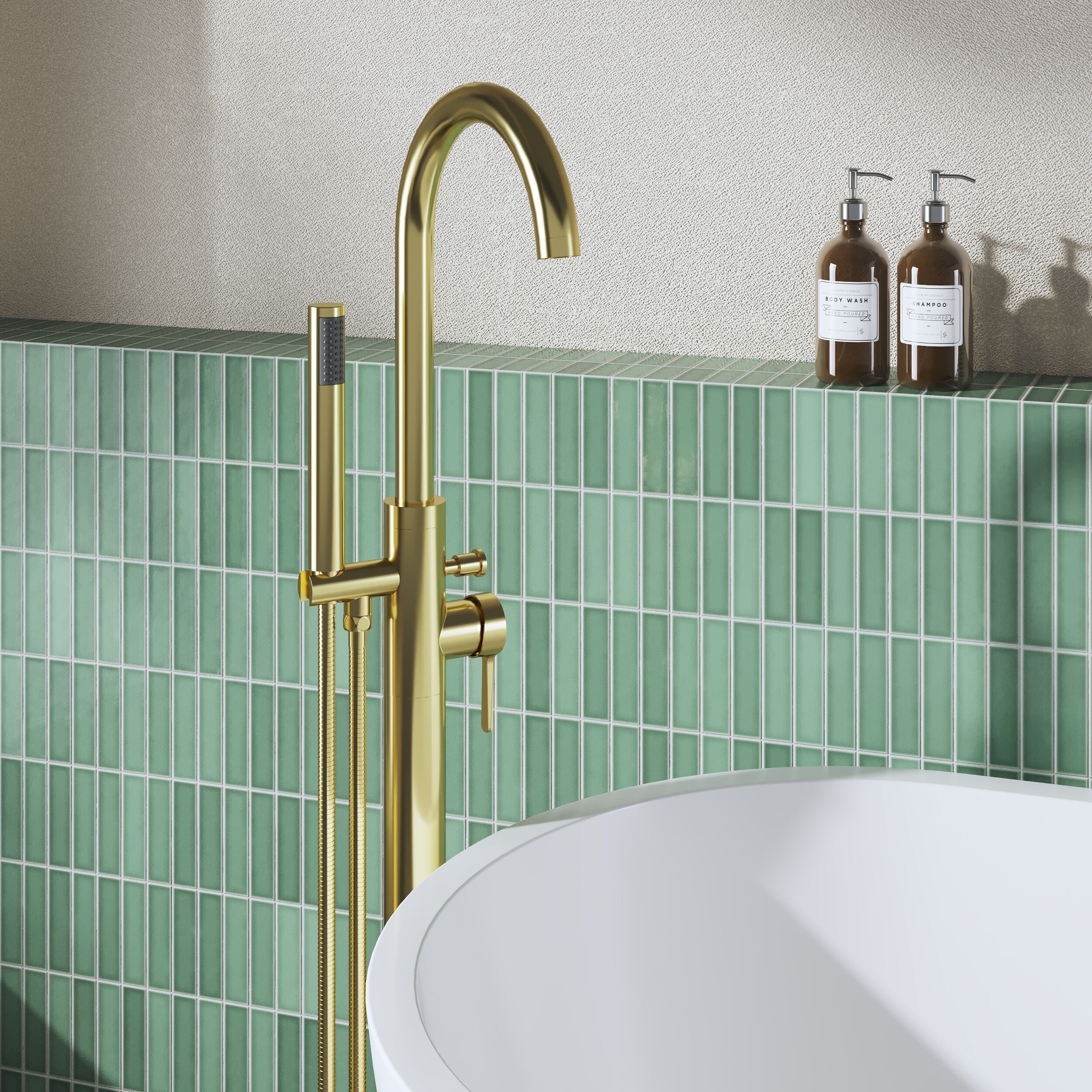 Cylin Floor Mounted Bath Shower Mixer Tap With Handset