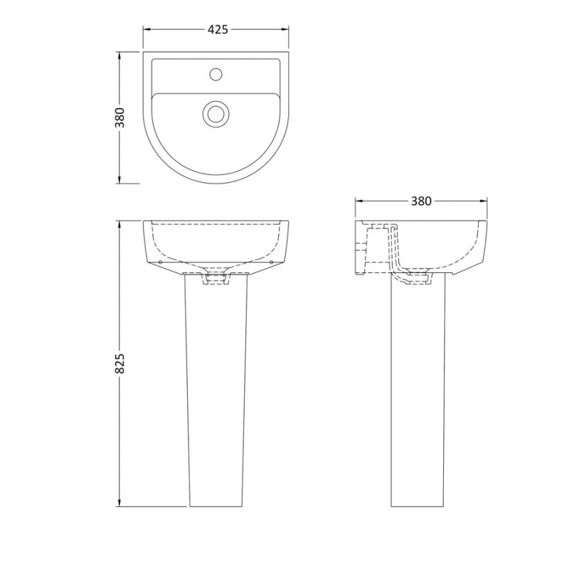 Sparrow Basin With Pedestal & Size Option - 1 TH - White