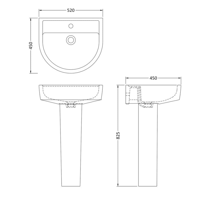 Sparrow Basin With Pedestal & Size Option - 1 TH - White