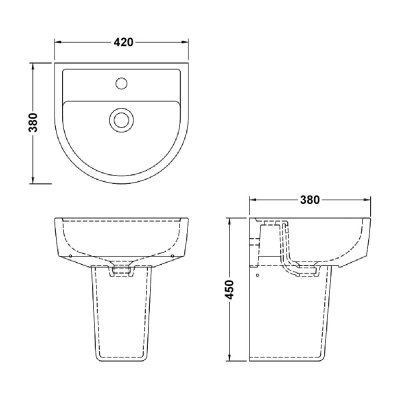 Sparrow Basin With Pedestal & Size Option - 1 TH - White