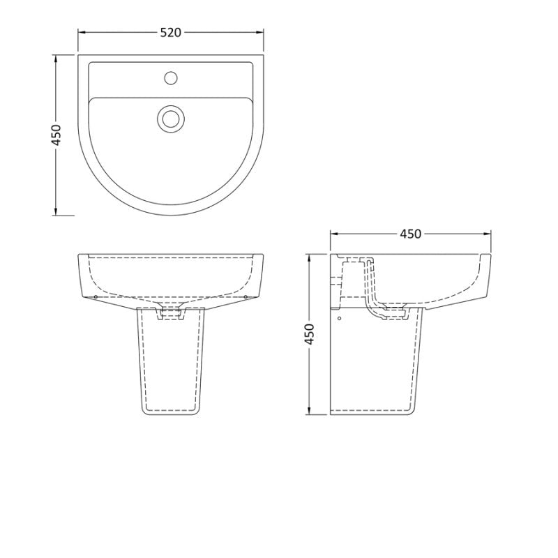 Sparrow Basin With Pedestal & Size Option - 1 TH - White