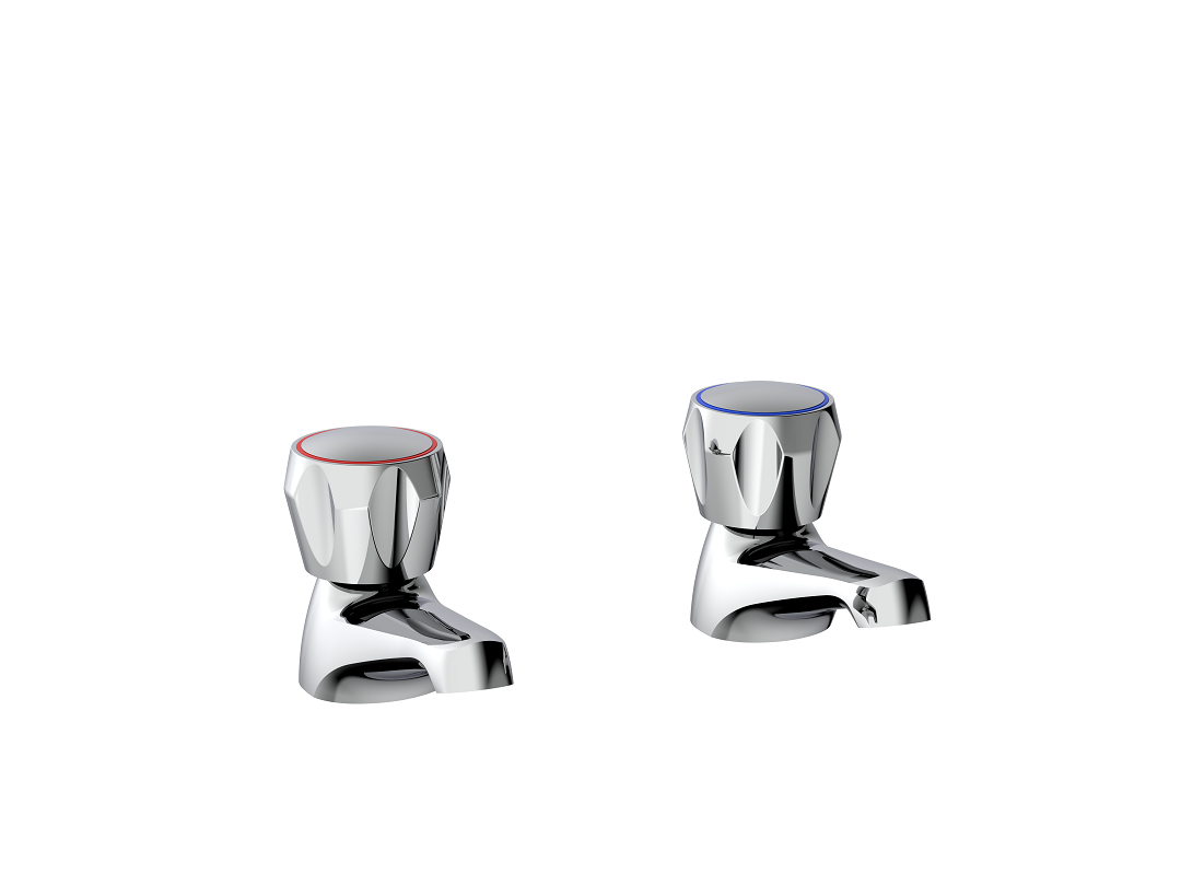 Contour Round Dome Dome Basin Pillar Taps - Chrome