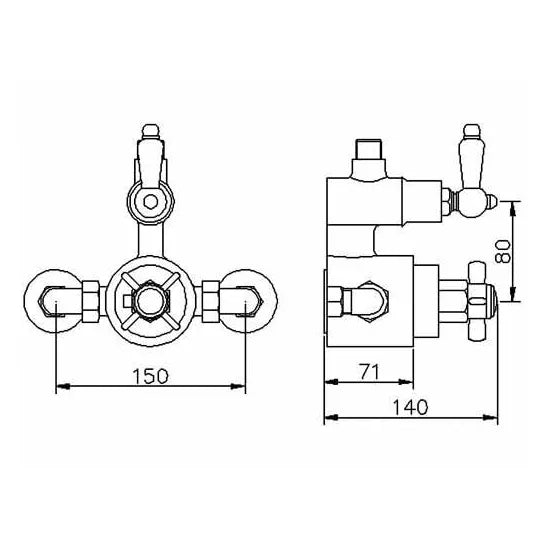 Omega Twin Thermostatic Shower Valve & Rigid Riser - Chrome