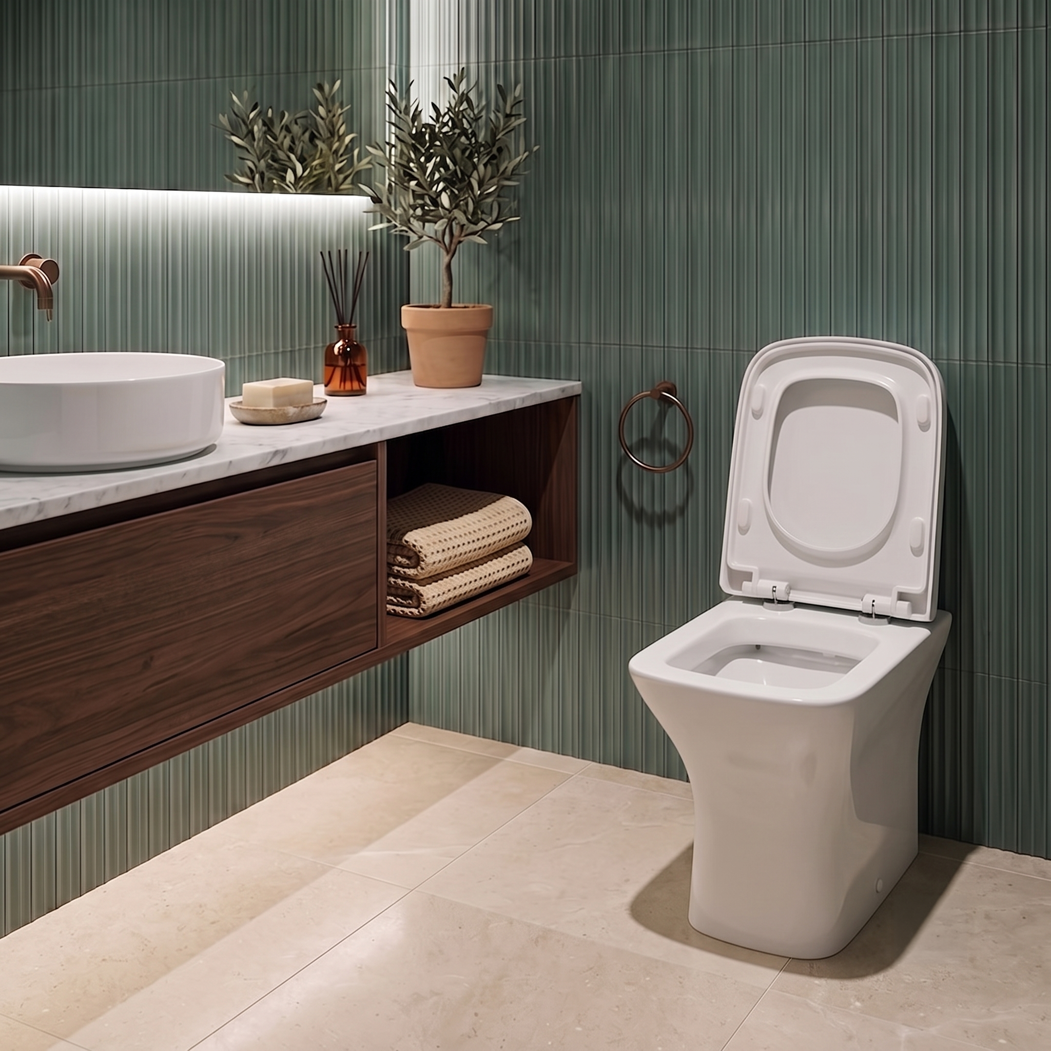 Pluto Modern Back To Wall Toilet With Soft Close Seat - White