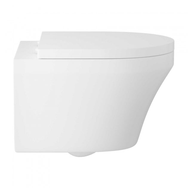 Pluto Modern Wall Hung Toilet With Soft Close Seat - White