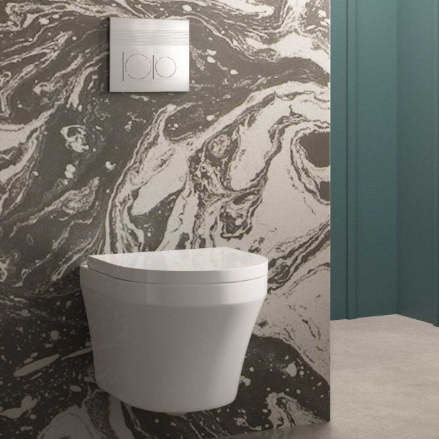 Pluto Modern Wall Hung Toilet With Soft Close Seat - White