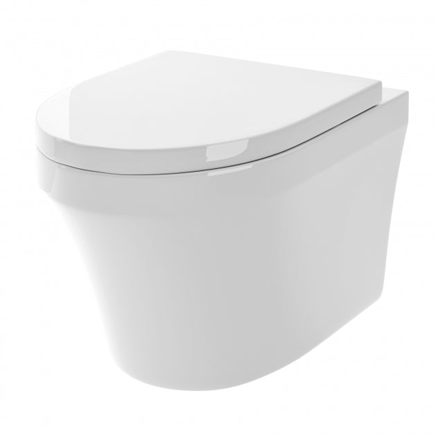 Pluto Modern Wall Hung Toilet With Soft Close Seat - White
