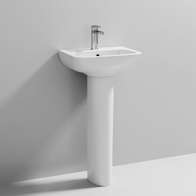 Line Basin with Pedestal & Size Option - 1 TH - White