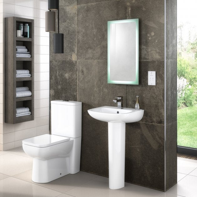 Line Basin with Pedestal & Size Option - 1 TH - White