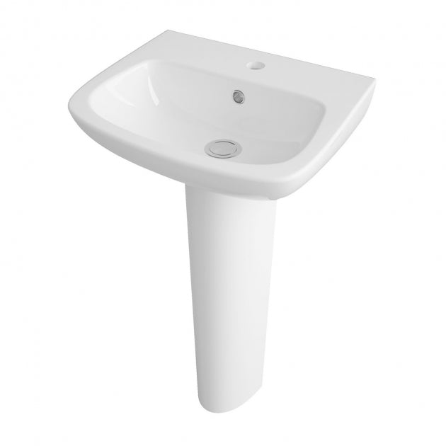 Line Basin with Pedestal & Size Option - 1 TH - White