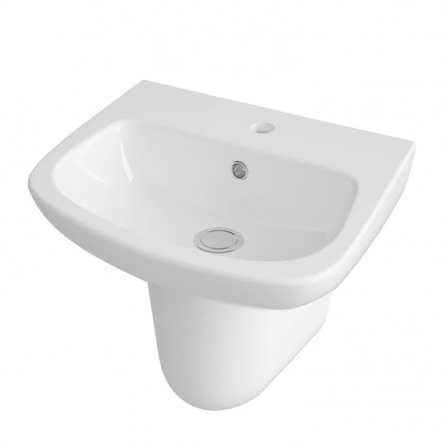 Line Basin with Pedestal & Size Option - 1 TH - White