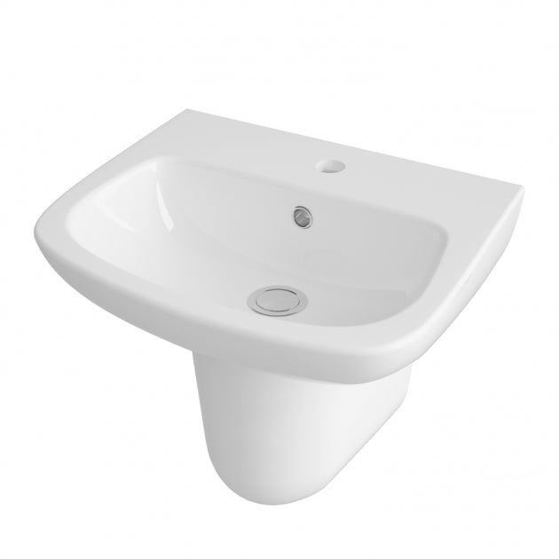Line Basin with Pedestal & Size Option - 1 TH - White