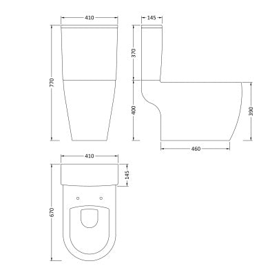 Vast Close Coupled Toilet with Push Button Cistern & Seat options - White