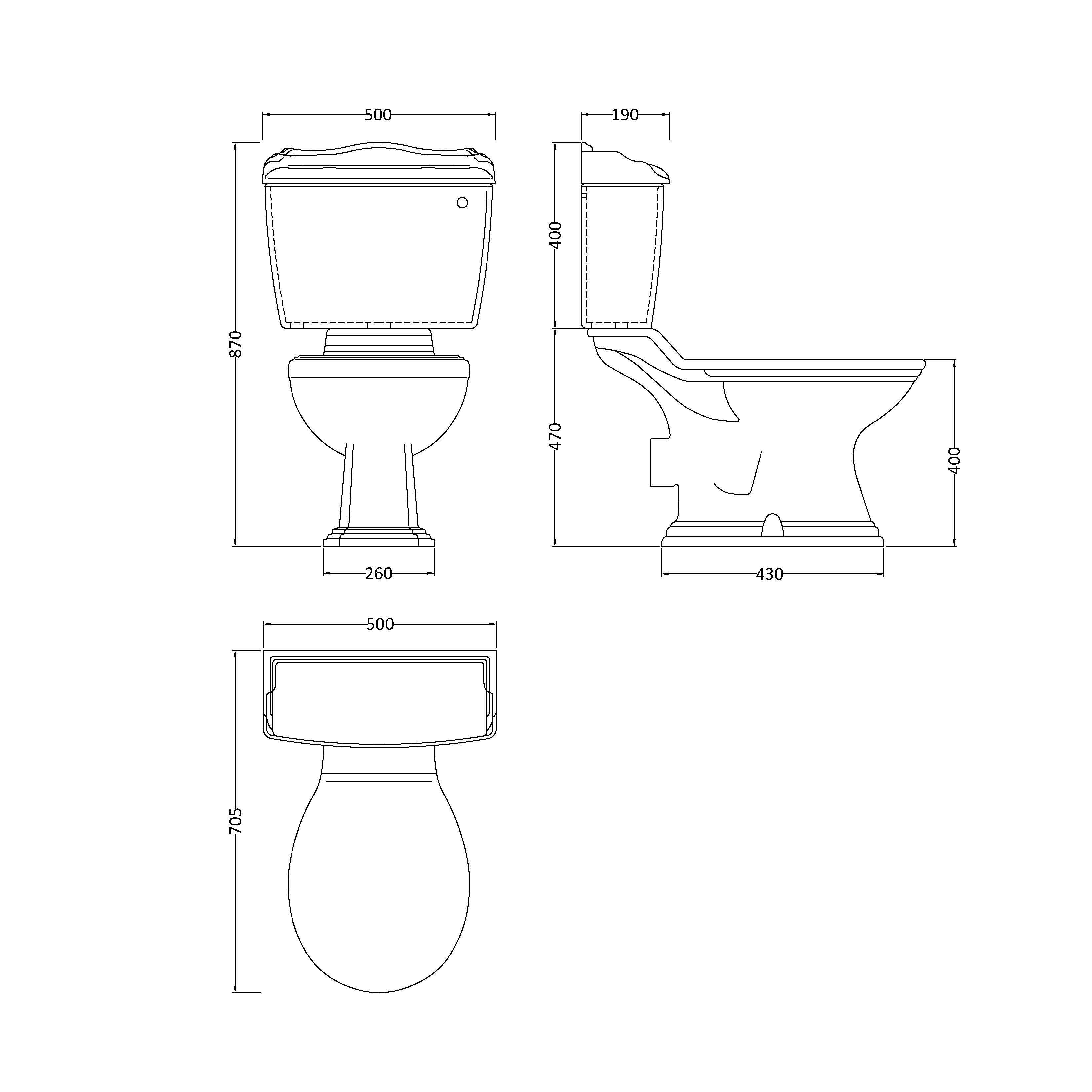 Chiltern Traditional Close Coupled Toilet With Cistern & Seat Options - White