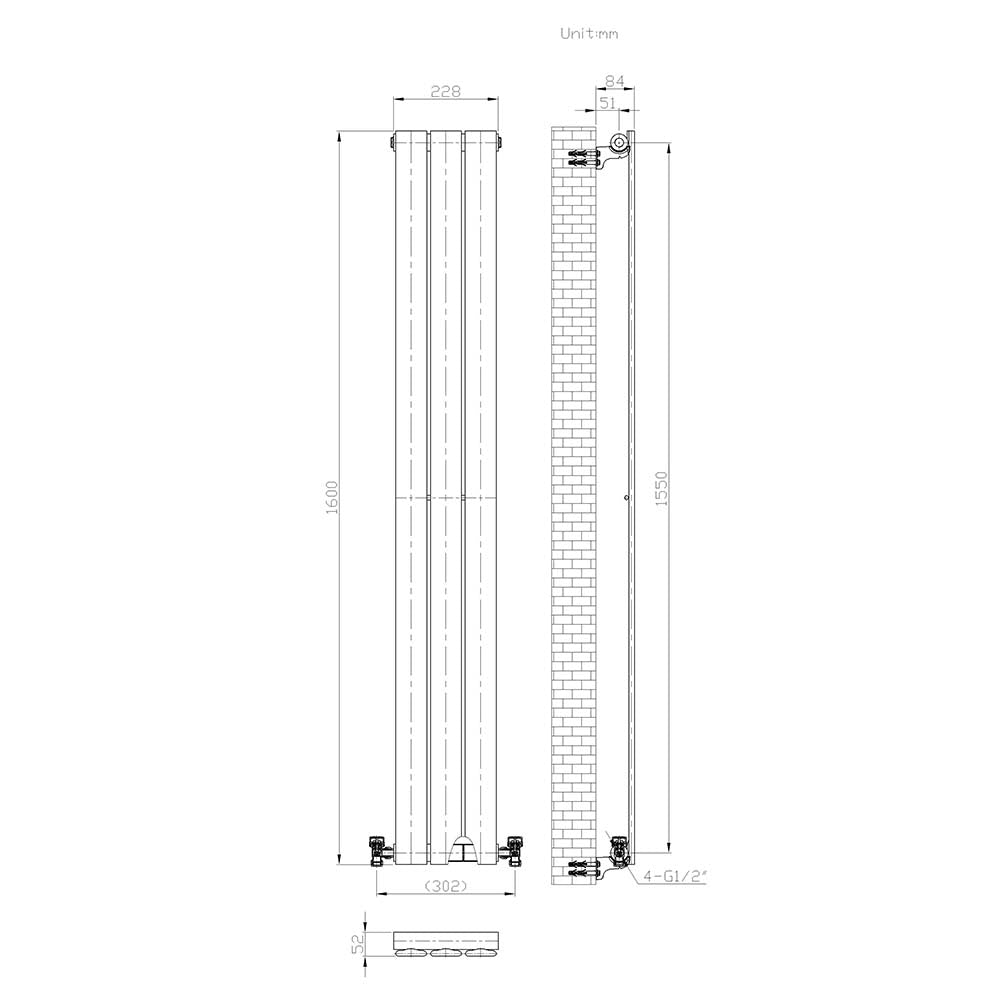 Belgravia Single Vertical Slim Flat Panel Radiator