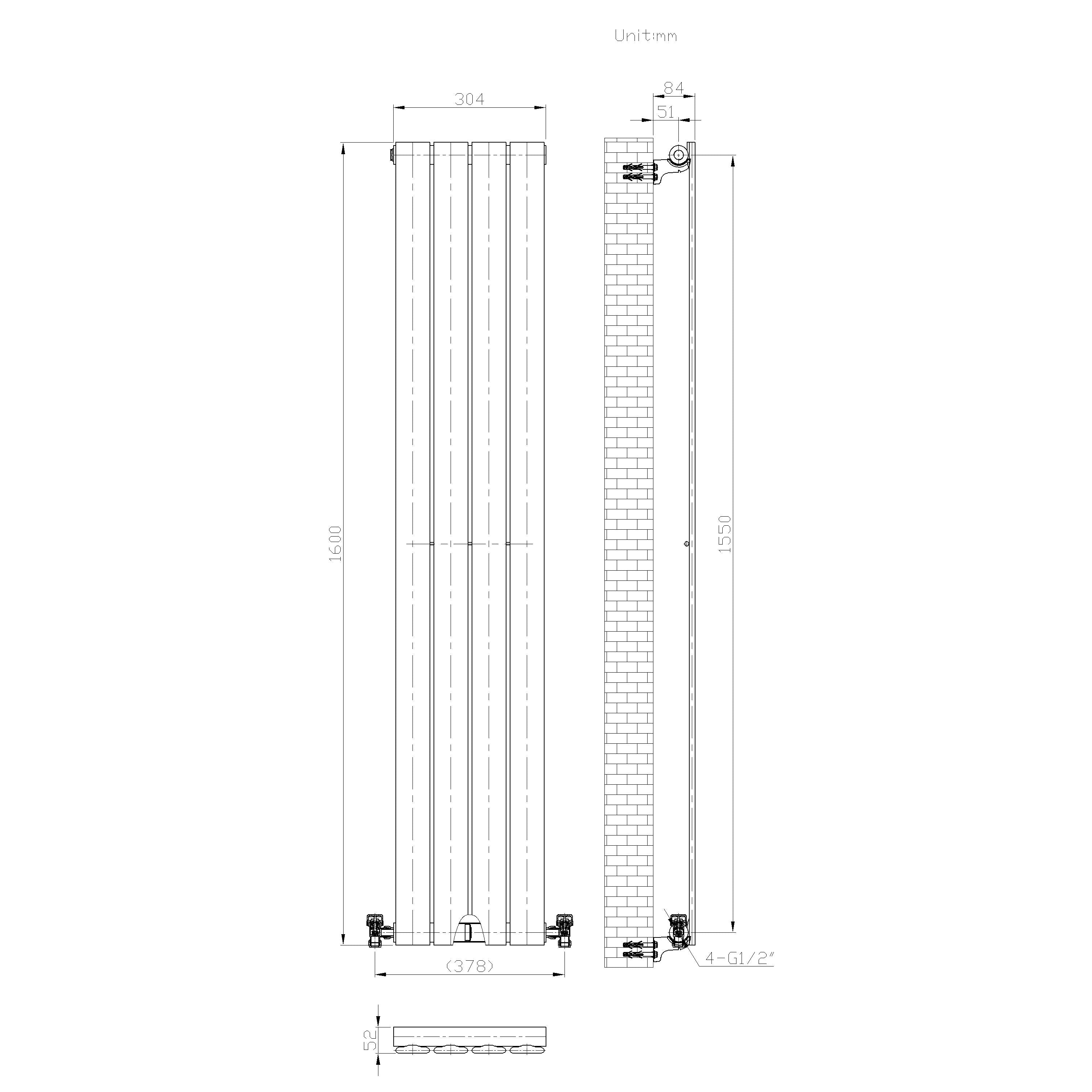 Belgravia Single Vertical Slim Flat Panel Radiator