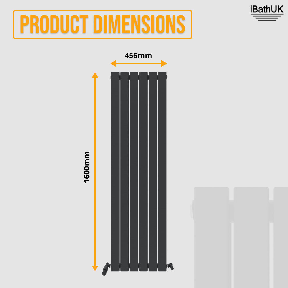 iBathUK Apex Vertical Single Panel Slim Flat Radiator, Designer Slim Radiator