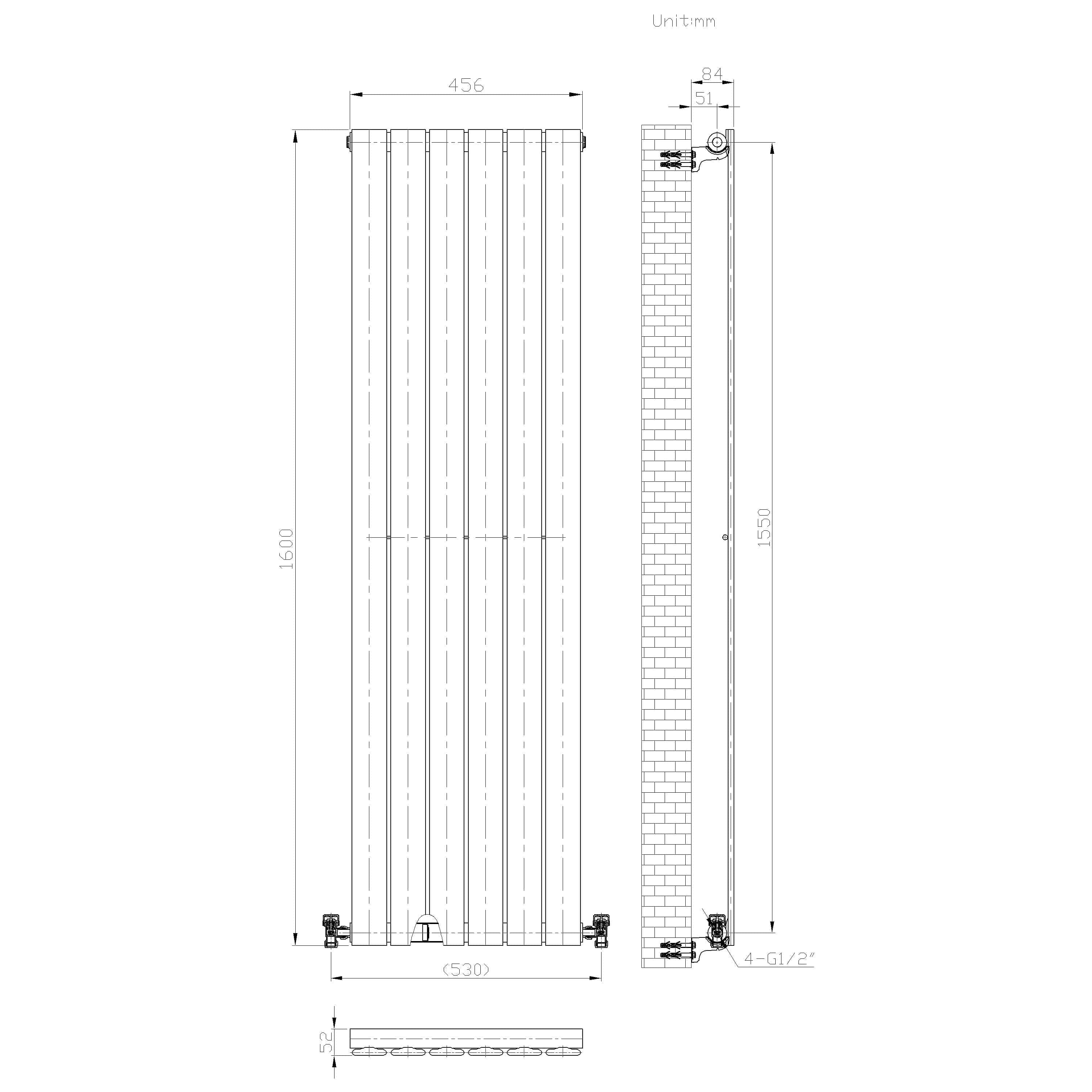 iBathUK Apex Vertical Single Panel Slim Flat Radiator, Designer Slim Radiator