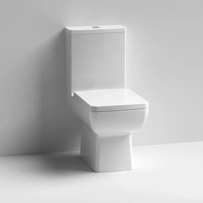 Cleo Close Coupled Toilet with Push Button Cistern & Seat Options - White
