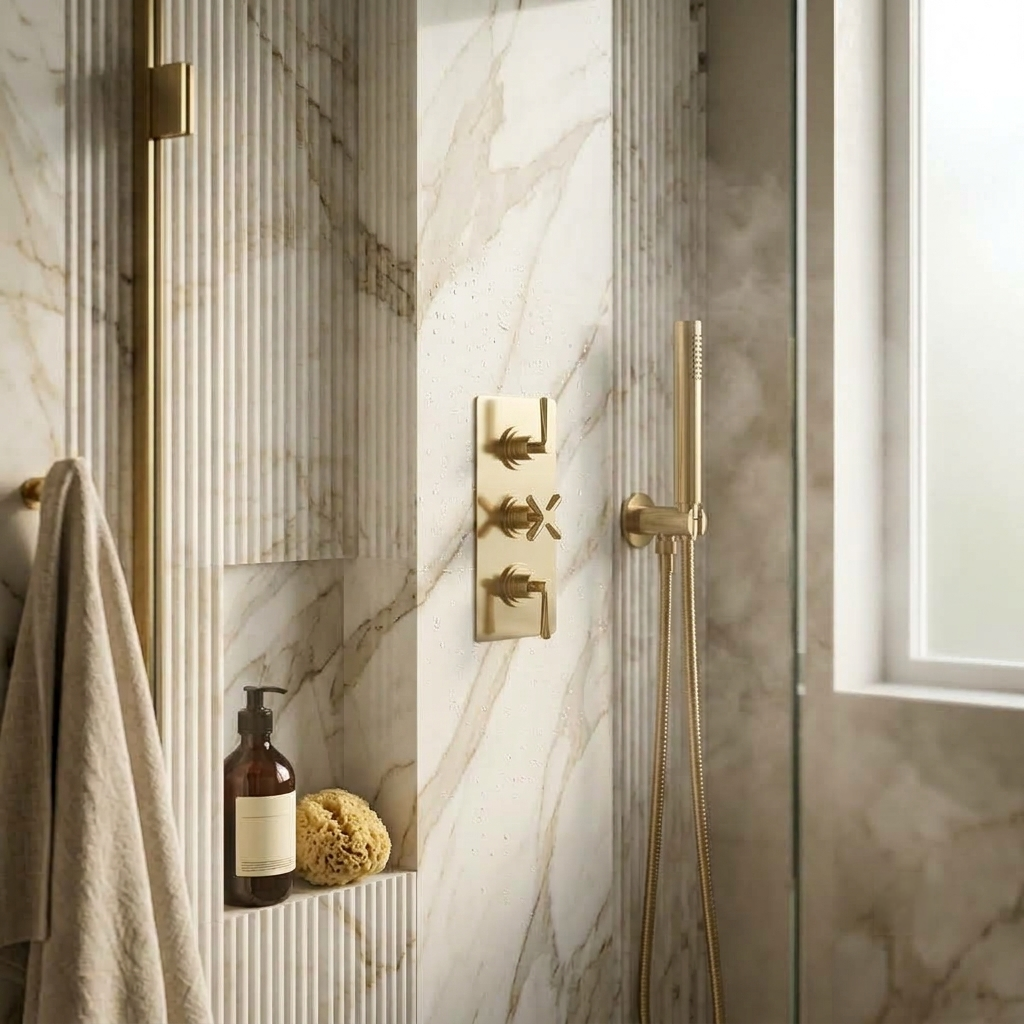 Cylin Traditional 3 Outlet Thermostatic Concealed Shower Valve with Diverter