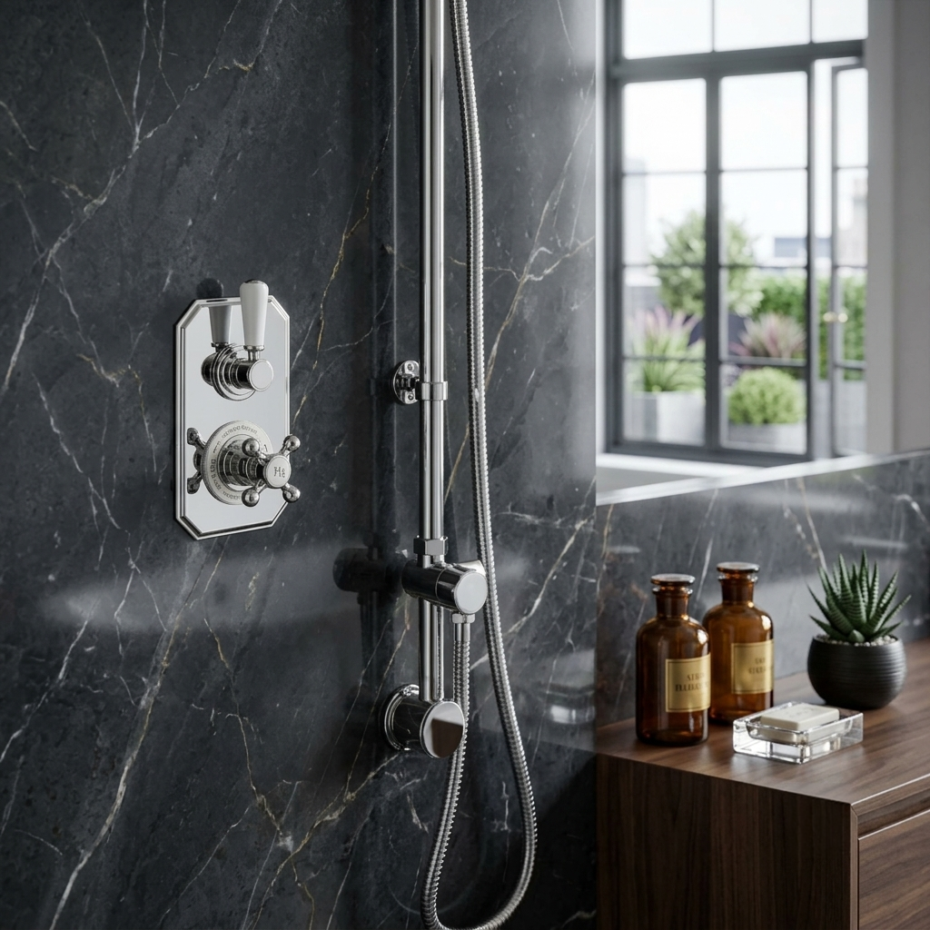 Claremont Traditional Thermostatic 2 Outlet Concealed Shower Valve With Diverter