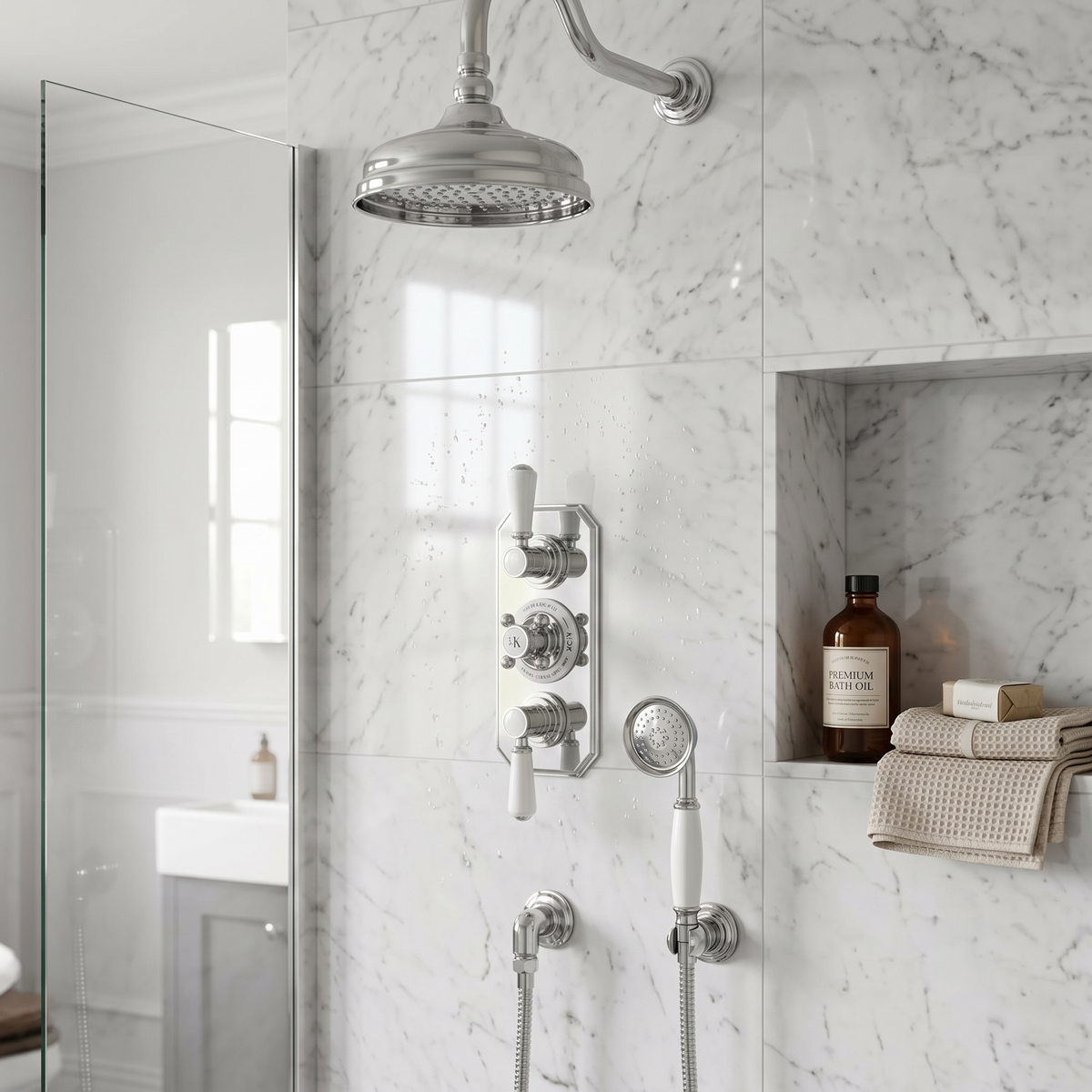 Claremont 3 outlet Traditional Thermostatic Concealed Shower Valve with Diverter