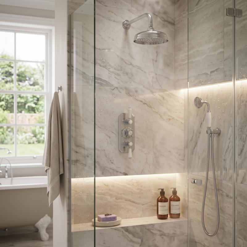 Claremont 3 outlet Traditional Thermostatic Concealed Shower Valve with Diverter
