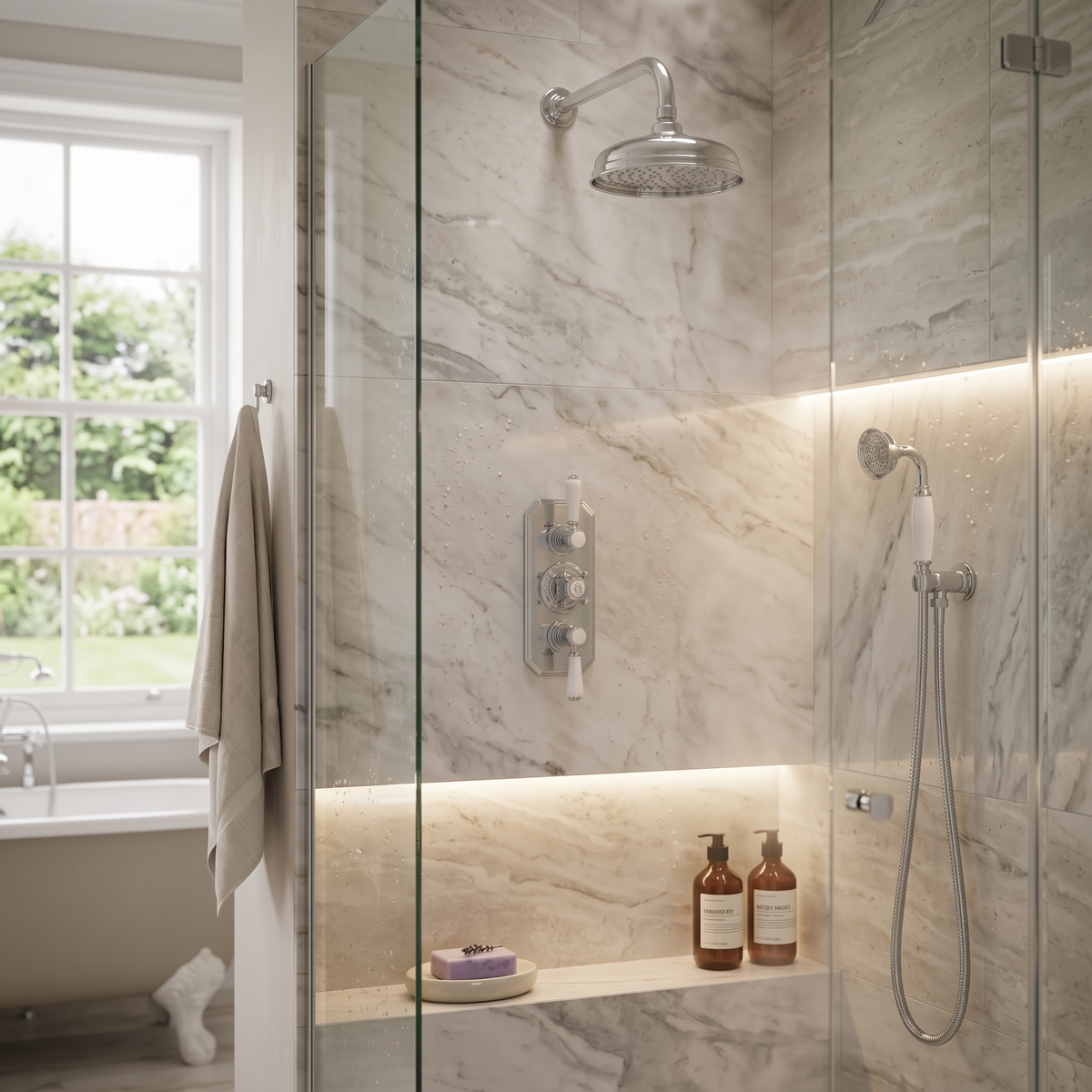 Claremont 3 outlet Traditional Thermostatic Concealed Shower Valve with Diverter