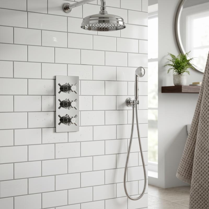 Axiom 3 Outlet Thermostatic Crosshead Concealed Valve With Diverter