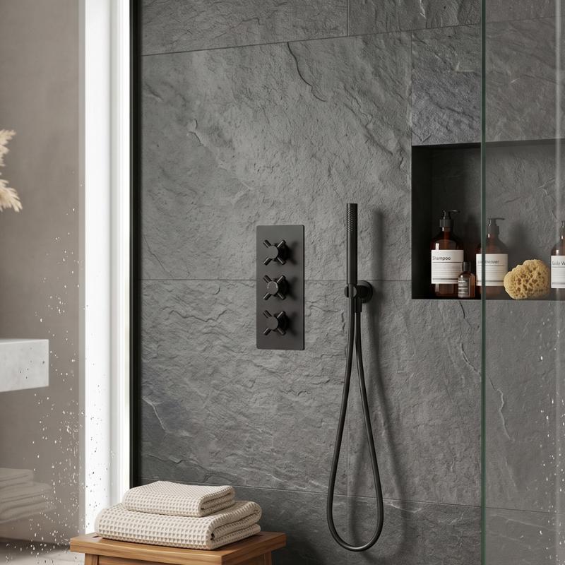 Axiom 3 Outlet Thermostatic Crosshead Concealed Valve With Diverter