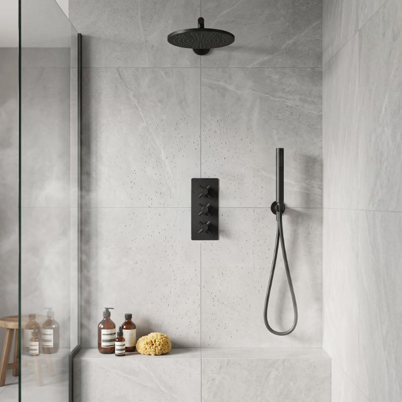 Axiom 3 Outlet Thermostatic Crosshead Concealed Valve With Diverter