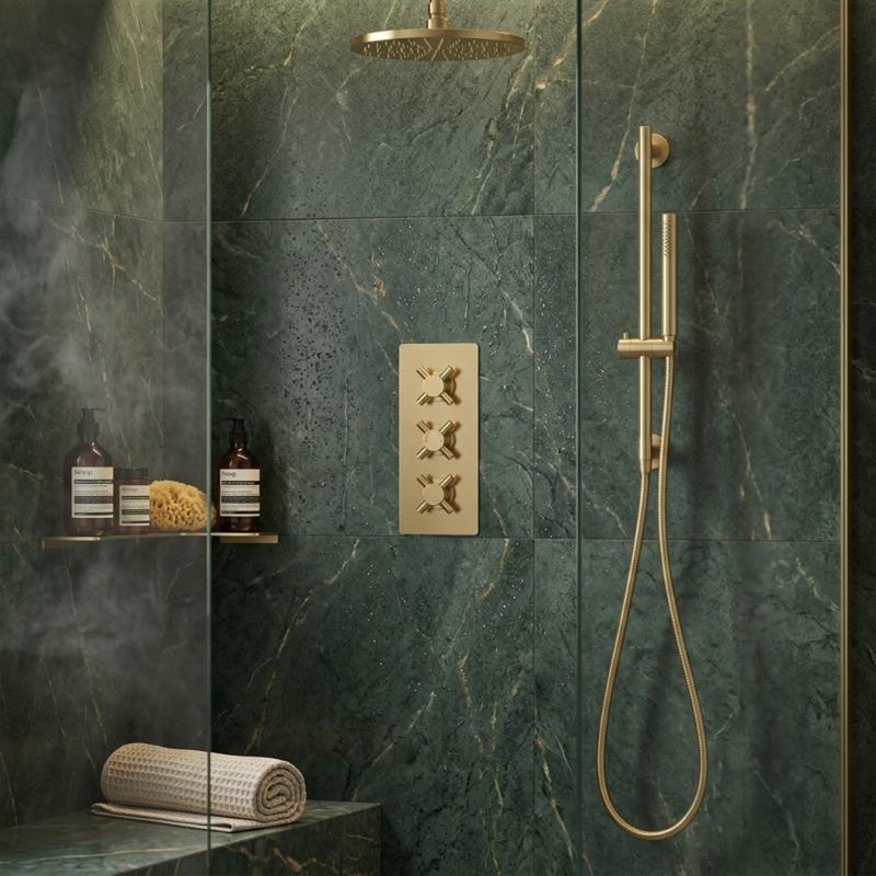Axiom 3 Outlet Thermostatic Crosshead Concealed Valve With Diverter