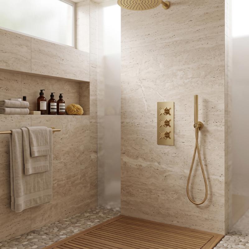 Axiom 3 Outlet Thermostatic Crosshead Concealed Valve With Diverter