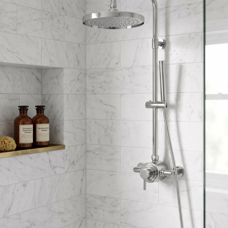 Cave 1 Outlet Thermostatic Exposed Shower Valve - Chrome