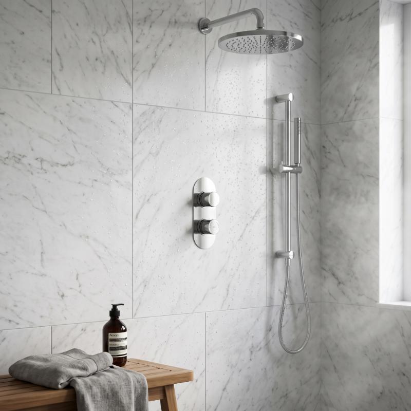 Celcius 1 Outlet Thermostatic Round Concealed Shower Valve - Chrome
