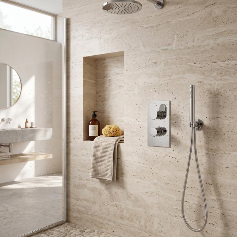 Celcius 2 Outlet Thermostatic Concealed Shower Valve With Diverter - Chrome