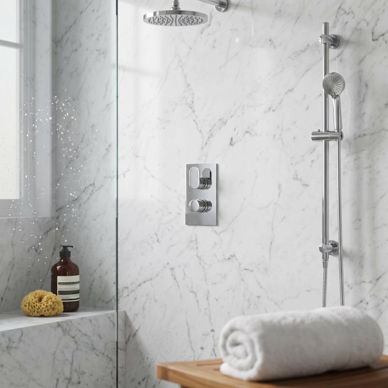 Celcius 2 Outlet Thermostatic Concealed Shower Valve With Diverter - Chrome