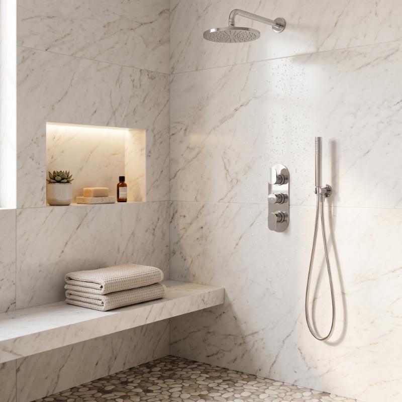 Celcius Dual Outlet Concealed Thermostatic Shower Valve – Chrome