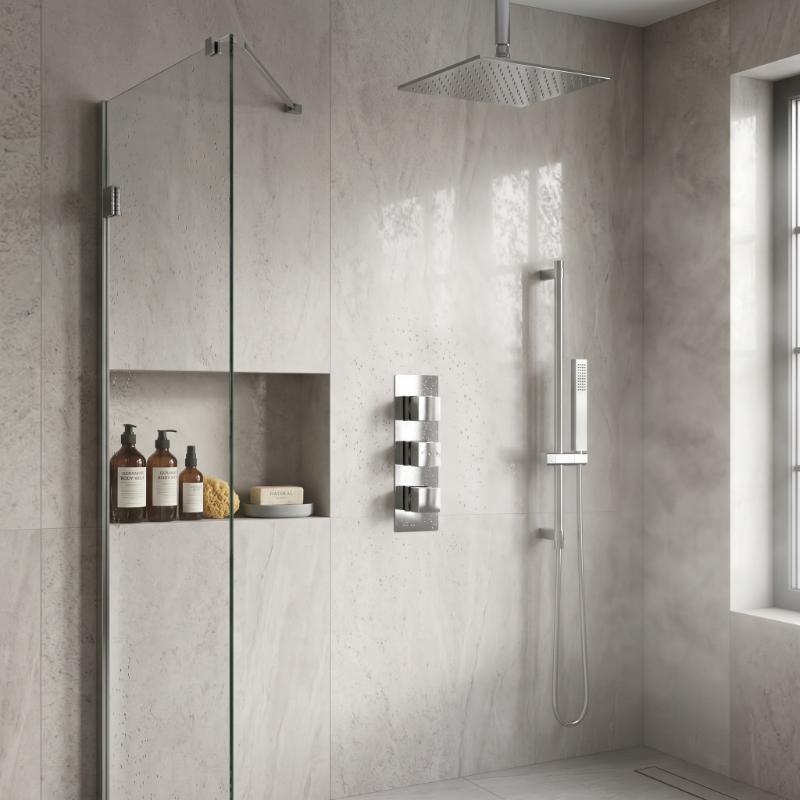 Modus 3 Outlet Square Concealed Shower Valve With Diverter - Chrome