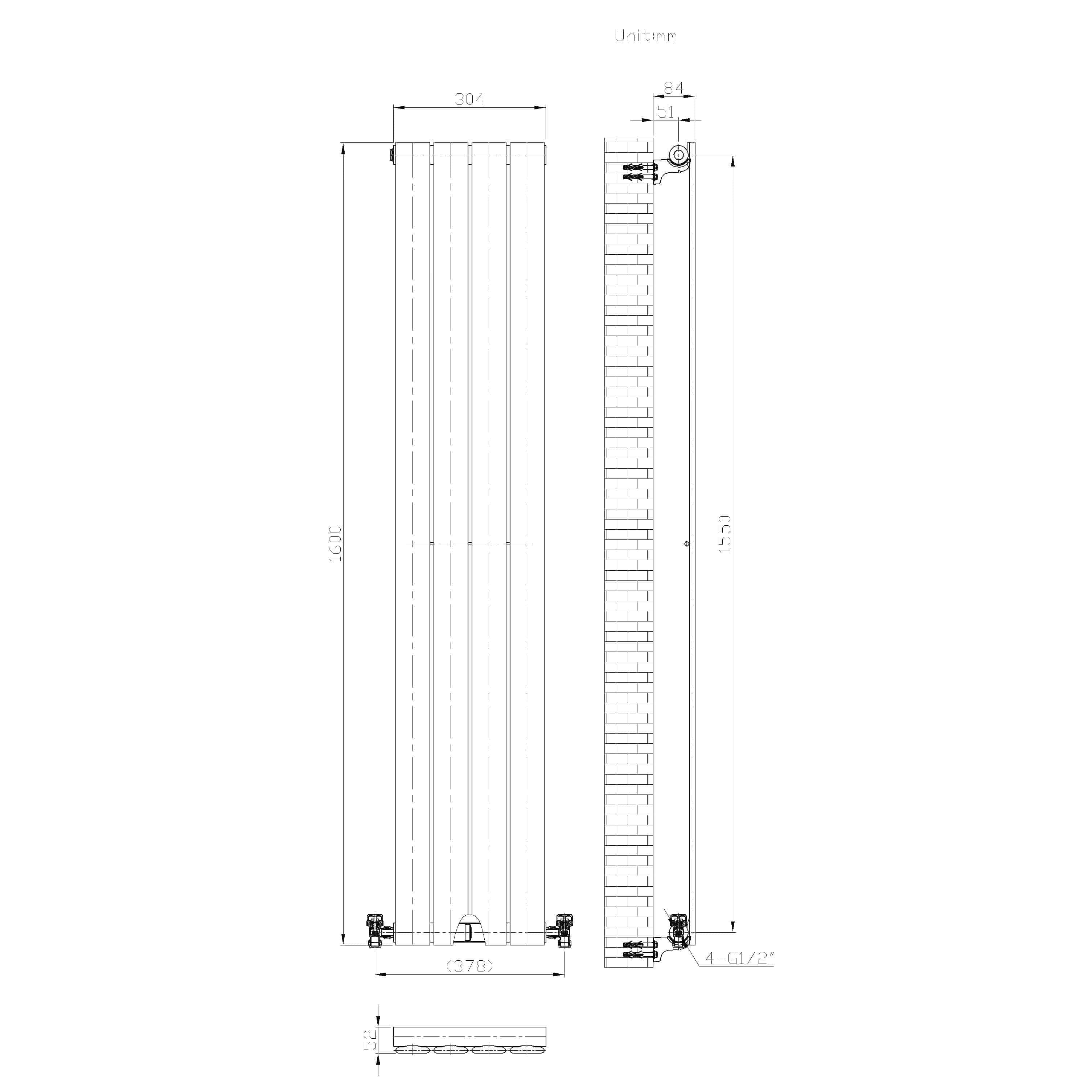 iBathUK Apex Vertical Single Panel Slim Flat Radiator, Designer Slim Radiator