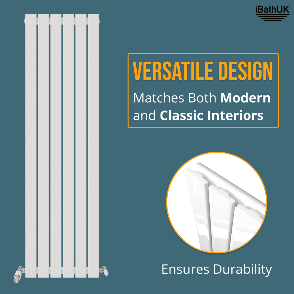 iBathUK Apex Vertical Single Panel Slim Flat Radiator, Designer Slim Radiator
