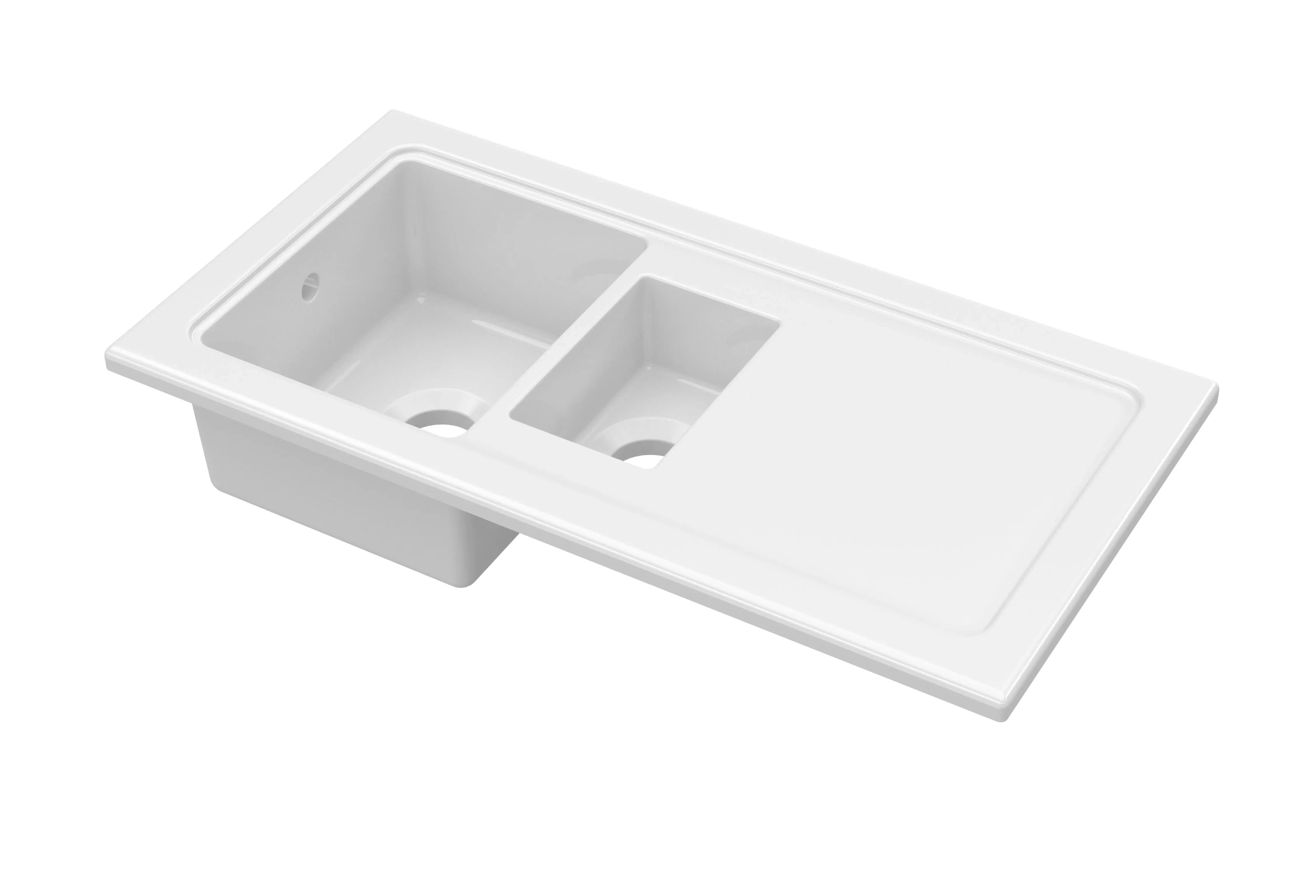 Nuie 1010mm 1.5 Bowl Rectangular Plain Countertop Drainer Sink