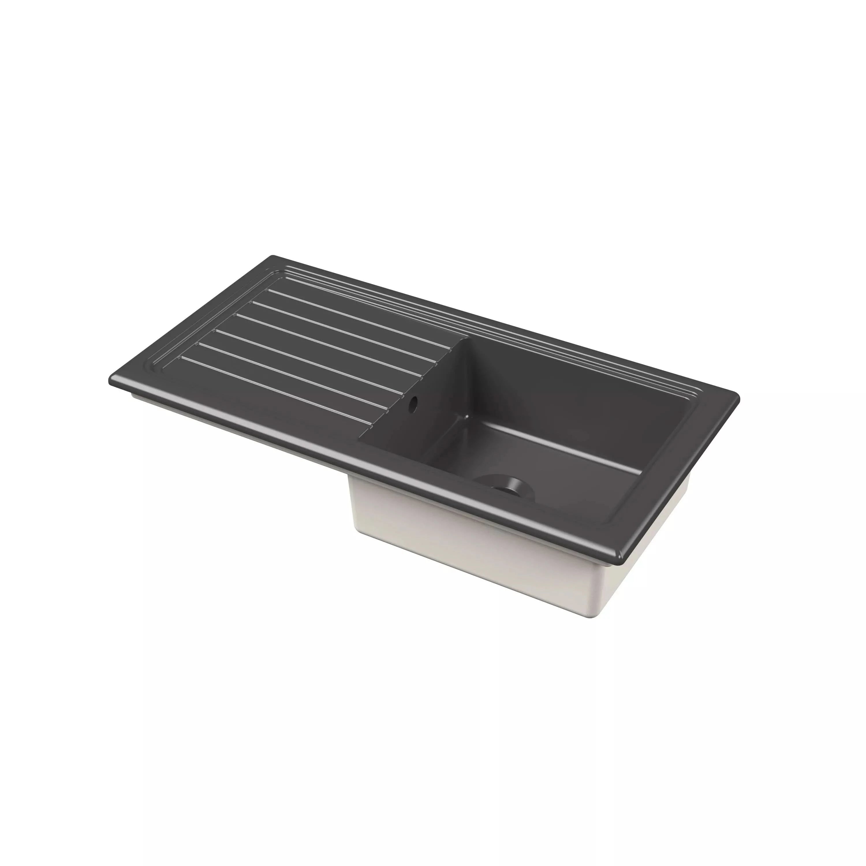 Nuie 1010mm Single Bowl Rectangular Fluted Countertop Drainer Sink