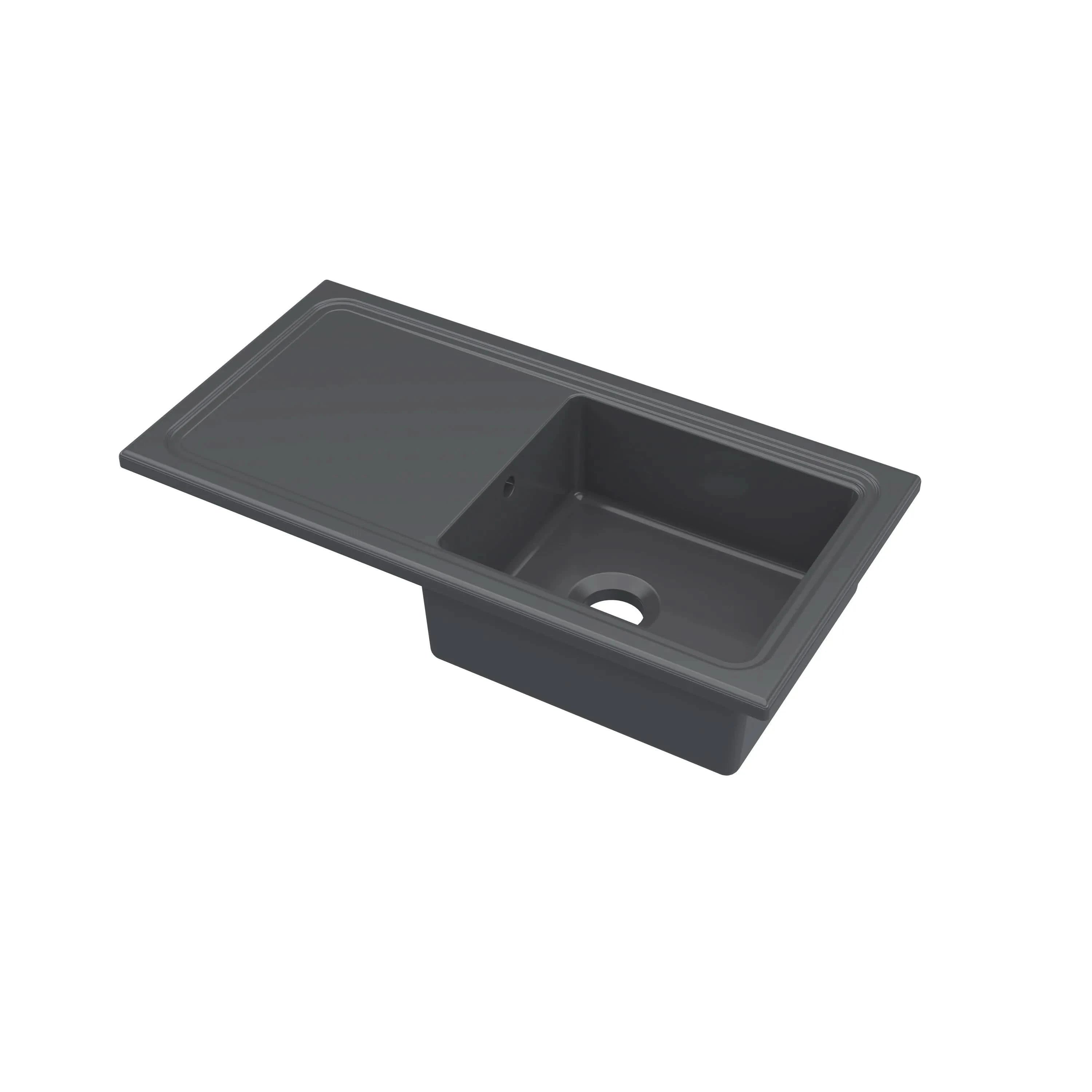 Nuie 1010mm Single Bowl Rectangular Plain Countertop Drainer Sink
