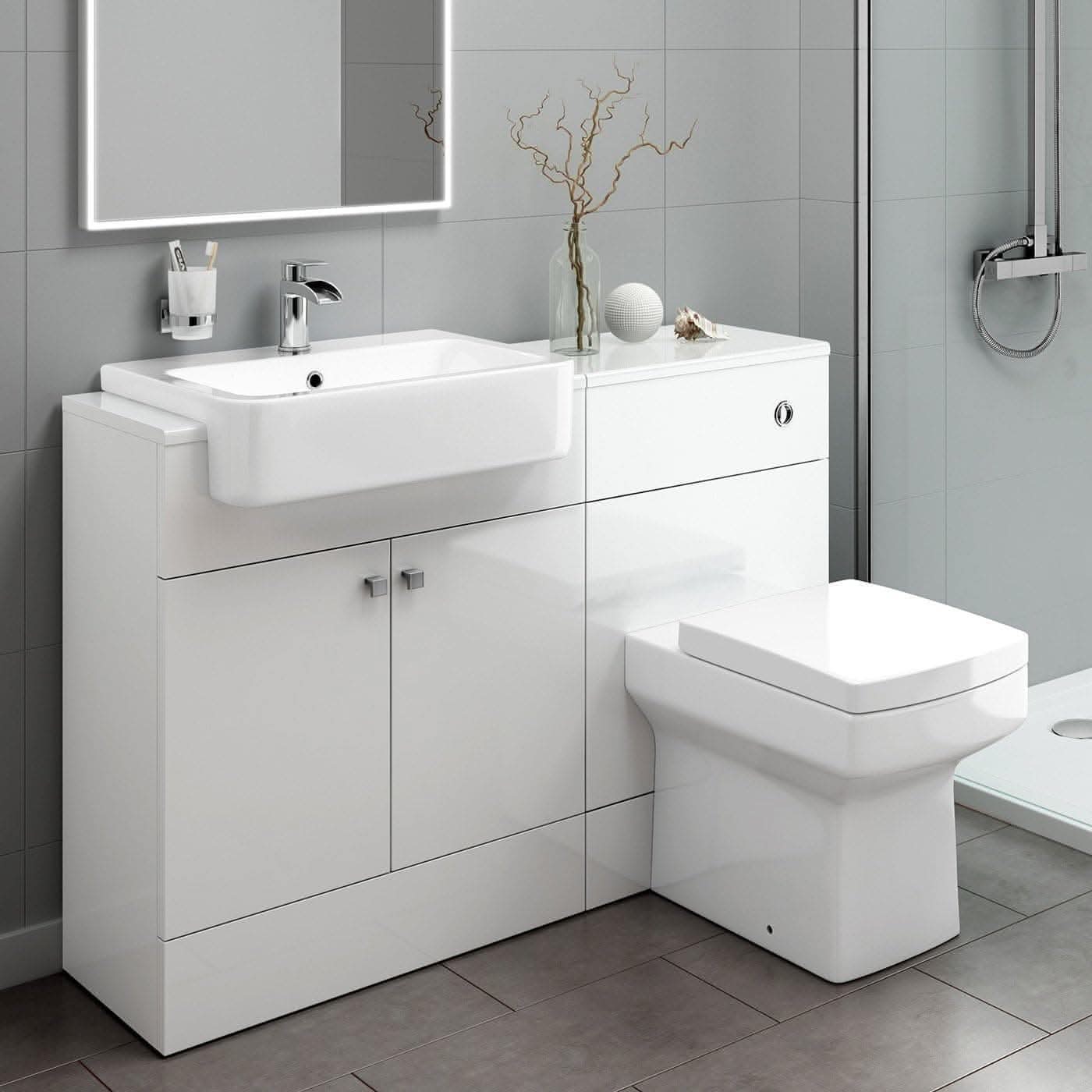 Harper 2 Door Floorstanding Vanity Unit With Semi Recessed Basin - 660mm x 800mm